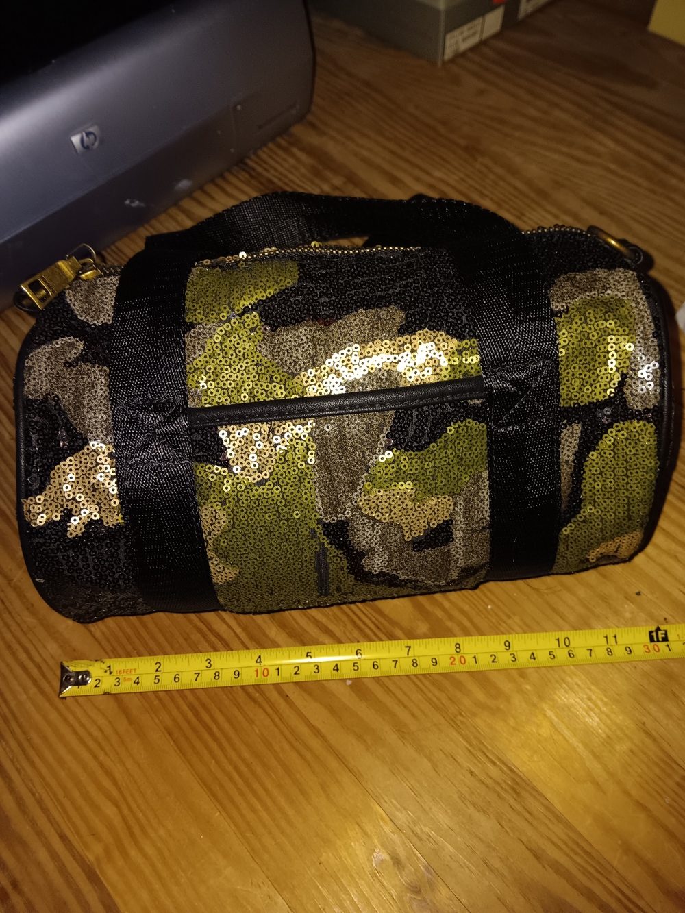 Madden NYC Sequin Camo Mini Duffle - Green, Gold, Black